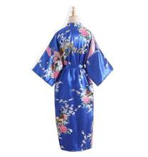 Bata azul real para novia, kimono satinado para mujer, con estampado de hermana de la novia, vestidos de dama de honor para fiesta 2024 - compra barato