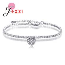 Pulsera de plata de ley 925 auténtica para mujer, colgante de estilo coreano con forma de corazón, color blanco/oro rosa, a elegir 2024 - compra barato