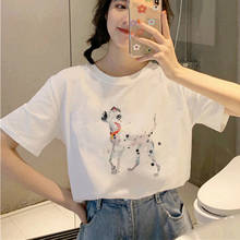 Disney filmes animados 101 dálmatas t camisa feminina moda engraçado manchado cachorro camiseta menina camisolas harajuku 2024 - compre barato