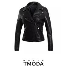 TMODA267-Chaqueta de piel sintética para mujer, prenda de vestir con cremallera, color negro, para otoño Primavera, 2021 2024 - compra barato