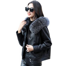 New High quality Real Leather Down Jacket Women Winter Short Sheepskin Outerwear Fox fur collar White duck down Coat Female 3055 2024 - buy cheap