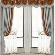 Custom curtains living room upscale European embroidery thick velvet orange cloth blackout curtain tulle valance drape 2024 - buy cheap