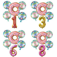 6pcs/lot Doughnut Foil Balloons Donut Number Balloon Children Food globos Birthday Party Decorations Baby Shower Party Supplies 2024 - buy cheap