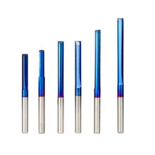 10 pçs 3.175 shank nano azul revestido em linha reta moinho de extremidade 2 flauta carboneto fresa para madeira mdf plástico cnc gravura bit 2024 - compre barato
