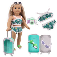 Conjunto de 5 malas transparentes = maiô de boneca + óculos + sapatos + câmera + mala para boneca baby born de 18 cabeças americano & 43cm 2024 - compre barato