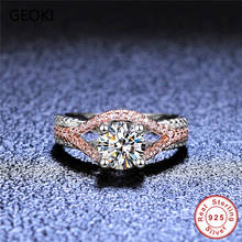 Geoki Passed Diamond Test Rose Gold Perfect Cut 2Ct D Color VVS1Moissanite Eye Ring Luxury 925 Sterling Silver Party Jewelry 2024 - buy cheap