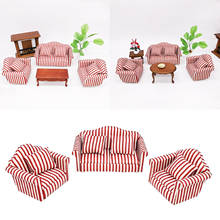 Conjunto de sofá em miniatura para crianças, 3 peças, 1/12, casa de bonecas, móveis para sala, brinquedo para crianças 2024 - compre barato