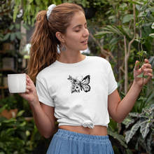 Aesthetic Floral Butterfly T-shirt Women Summer Short Sleeve Graphic Monarch Tee Shirt Top Vintage 90s Botanical Nature Tshirt 2024 - buy cheap