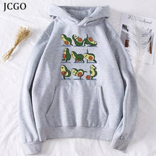 JCGO Winter Sweatshirt Fleece Hooded Women Hoodies Funny Avocado Oversized Pullovers Casual Loose Female Warm Pocket Hoodie Tops 2024 - buy cheap