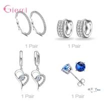 925 Sterling Silver Fashion Crystal Jewelry Set For Women Girls Necklace Earrings Bracelet Anniversary Gift Wholesale 2024 - buy cheap