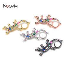 Neovivi Unique Animal Lizard Charm CZ Connector Micro Pave Colorful Zircon Beads for Jewelry Making Men Bracelet DIY Necklace 2024 - buy cheap