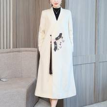 Traditional Chinese Clothing Meditation Clothes Long Tang Suit Winter Woolen Long Coat Chinese New Year Trench Outerwear 11630 2024 - buy cheap