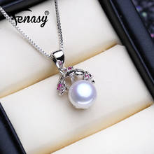 FENASY Natural Freshwater Pearl Necklaces For Women Bohemian 925 Sterling Silver Ruby Flower Pendant Choker Necklace Idea Gift 2024 - buy cheap