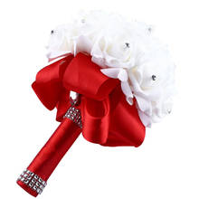 Розы с кристаллами и жемчугом, платье подружки невесты, Букеты свадебные искусственные шелковые цветы ручной работы Великолепный букет роз для вечерние Декор 2024 - купить недорого
