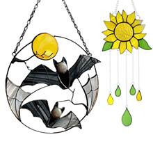 New Beautiful Stained Glass Sunflower Window Hanging Decoration For Home Ornament Home Decor Wind Chimes Ornaments 2024 - buy cheap