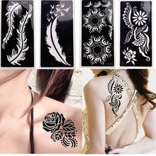 1 folha de estêncil de henna, estilo flor preta, arte corporal, tatuagem temporária, papel à prova d'água, modelo de meninas sexy, tatuagem de braço e perna 2024 - compre barato