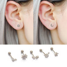 1Pc Stainless Steel Cz Cartilage Earring Flower Helix Screw Back Earring Stud Tragus Rook Conch Piercing Jewelry 2024 - buy cheap