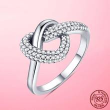 Anillo de dedo con forma de corazón anudado para mujer, de Plata de Ley 925 auténtica, anillos de compromiso de boda, regalo de joyería de marca Original 2024 - compra barato