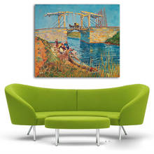 A ponte langlois em arles com mulher lavagem de vincent van gogh reprodução pintura a óleo na parede arte da lona pintura de impressão 2024 - compre barato