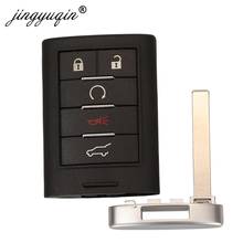 jingyuqin 5 Button Key Card Smart Remote Key Shell Case For Cadillac STS CTS SRX XTS ATS 2010 2011 2012 2015 with HU100 Blade 2024 - buy cheap