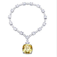 KNRIQUEN 100% 925 Sterling Silver Created Moissanite Citrine Gemstone Wedding Cocktail Pendent Necklace Fine Jewelry Wholesale 2024 - buy cheap