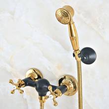 Grifo mezclador de Grifo de ducha de baño dorado y negro para baño, conjunto de ducha de mano, montado en la pared, zna518 2024 - compra barato