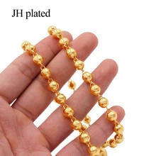 Necklace 60cm for women/men 24K gold colour jewellery round ball chain girls Neck chains choker jewelry necklaces new year gifts 2024 - buy cheap
