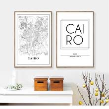 Cairo Egypt Map Wall Art Canvas Painting Modern Minimalist Posters and Prints Cairo City Street Road Map Wall Picture Home Decor 2024 - buy cheap