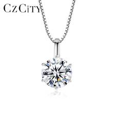 CZCITY 1 ct Moissanite-Necklace 925 Sterling Silver Round Shaped Diamond Fine Jewelry for Women Wedding Accessories MSN-010 2024 - buy cheap