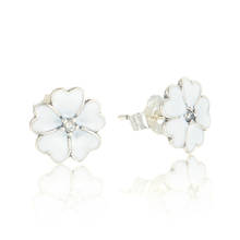 White Enamel Bloom Flower Stud Earrings for Women Spring 925 Sterling Silver Jewelry Girl Earrings Daily Wearing Earrings Gifts 2024 - buy cheap
