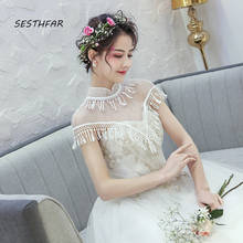 Bride Wedding Shawl Beautiful Cute Wedding Dress Small Shoulder Yarn Spring And Summer Thin Section Small Collar PJ070 2024 - buy cheap