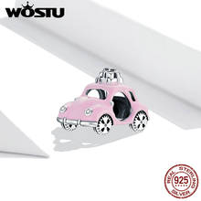 WOSTU Suitcase Journey Charms Pink Car Beads Silver Pendant Fit DIY Original Bracelet Necklace Accessories Jewelry Gift FIC1738 2024 - buy cheap