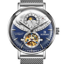 Relógio automático suíça marca de luxo, relógio masculino esqueleto mecânico à prova d'água curvo 2024 - compre barato