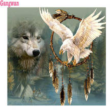 5d diy quadrado/redondo diamante bordado mosaico águia sonho apanhador lobo pintura diamante ponto cruz strass pintura decoração 2024 - compre barato