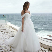 Женское свадебное платье со съемным шлейфом, свадебное платье с кружевной аппликацией, свадебное платье на завязках сзади, пляжный Халат 2024 - купить недорого