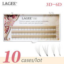 LAGEE 10 cases Eyelash Extensions 3D-6D Premade fans Volume lash soft natural 0.07C Russian volume False eyelashes Make up tools 2024 - buy cheap
