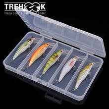 TREHOOK-SEÑUELOS flotantes de pececillos, 5 unidades, 7cm, 6,7g, para pesca de Lucio, Wobblers para curricán, Kit de cebos artificiales, aparejos de pesca Crankbait 2024 - compra barato