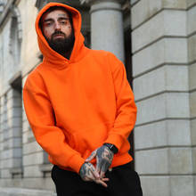 Men Hoodies Sweatshirts Hip Hop Orange Pink Hoodies Men Fleece Warm Winter Casual Hoodie Solid Pullover Male Sweatshirt Homme 2024 - buy cheap