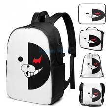 Monokuma con estampado gráfico divertido para hombre y mujer, mochila escolar con carga USB, bolso de viaje para ordenador portátil 2024 - compra barato