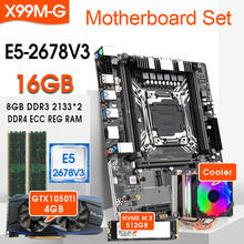 Placa base X99 con LGA2011-3, Intel XEON 2678V3, CPU 2x8G, memoria DDR4 RECC, GTX1050TI, tarjeta de vídeo de 4GB y enfriador, SSD M.2 de 512GB 2024 - compra barato