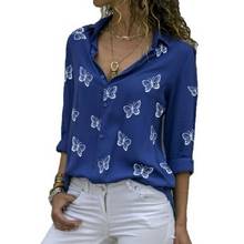 Blusa de chifón de manga corta con solapa para verano, camisa femenina con estampado de trabajo, talla grande 5XL 2024 - compra barato