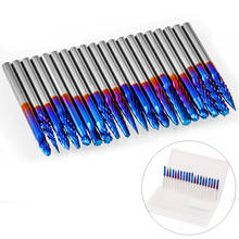 Juego de brocas de grabado de molino de extremo de 20 piezas, Nano capa azul, brocas de rebajadora de CNC de fresado de corte de carburo de vástago de 1/8 pulgadas 2024 - compra barato