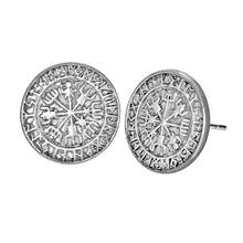 Pendientes de tuerca de runas Vegvisir para mujer, brújula vikinga nórdica nostálgica, joyería Punk 2024 - compra barato