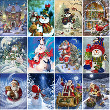 Cuadro de muñeco de nieve 5D para manualidades, diamantes de imitación redondos, Tarjetas de Navidad de dibujos animados, Kits de punto de cruz de mosaico de Santa Claus 2024 - compra barato