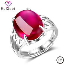 HuiSept Classic Women Ring 925 Silver Jewelry Oval Shape Ruby Emerald Gemstone Ornaments Gift for Wedding Party Wholesale Rings 2024 - buy cheap