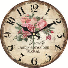 Pansy Flower Wooden Wall Clock 16inch Silent Battery Operated Non Ticking Wall Clock Vintage Wall Decor For Kitchen, Living Room 2024 - buy cheap