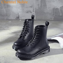 Marca Chentel botas de cuero para mujer botas de Mujer Zapatos de motocicleta zapatos de tacón plano Color negro Martin botas 35-40 tamaño 2024 - compra barato