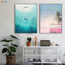 Ocean Beach Poster Waves Surfing Canvas Painting Landscape Wall Art Coastal Art Decor Nordic Decoration Home 2024 - buy cheap