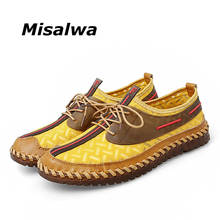 Misalwa Handmade Leisure Men Mesh Loafers Outdoor Summer Men Shoes Yellow Sneakers Men Casual Walking Upstream Water Shoes Flats 2024 - buy cheap