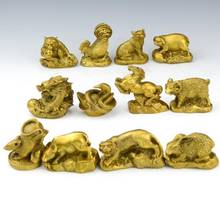 1015  Pure copper 12 twelve zodiac ornaments complete set of rooster, tiger, rabbit * dragon, snake, horse, sheep, monkey 2024 - buy cheap